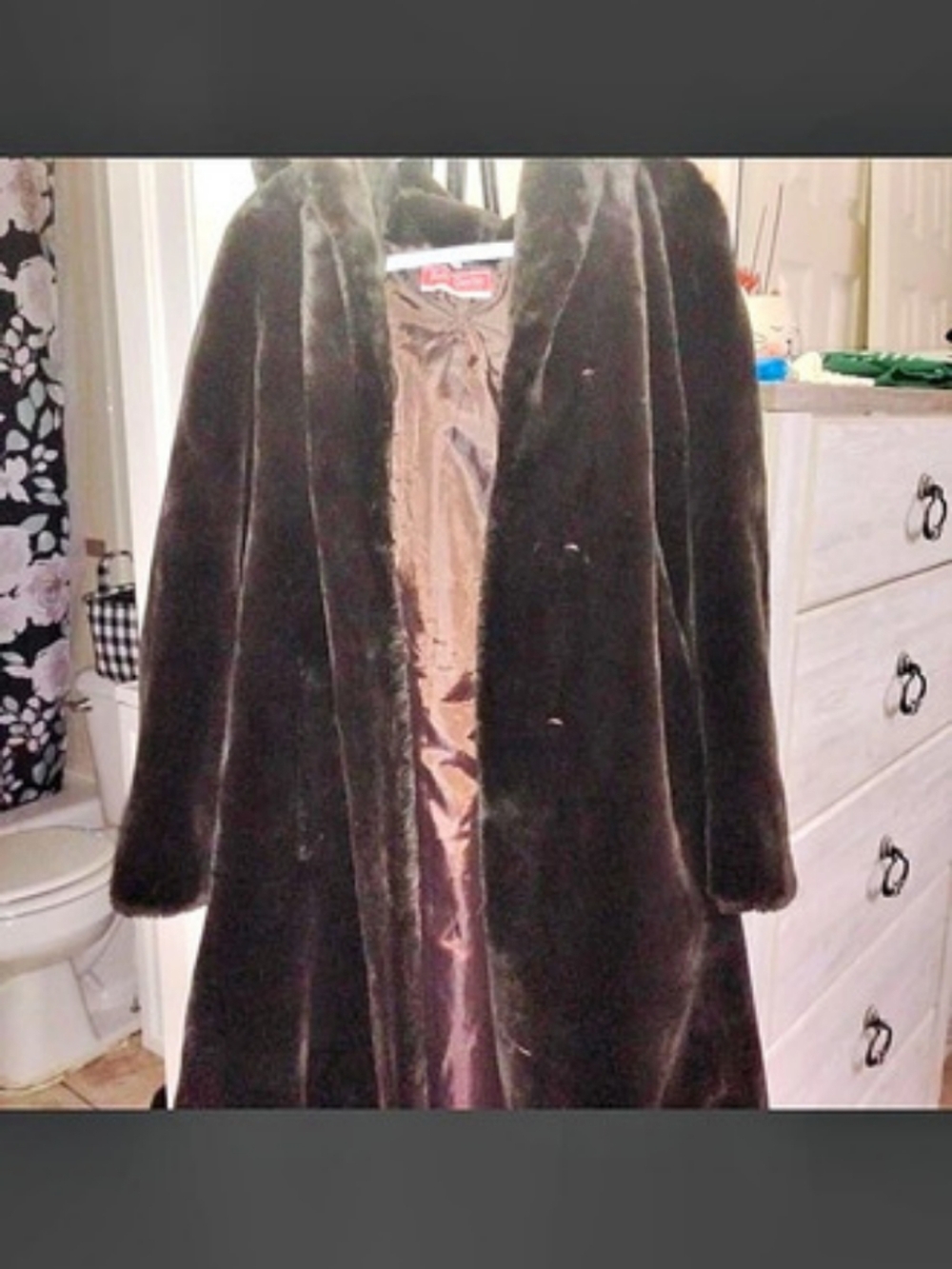 Rene Derhy Faux Fur Hooded Coat in Brown
